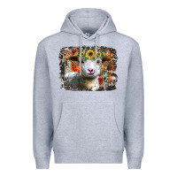 Heather Grey sunflower sheep Premium Hoodie - RacoonDesign