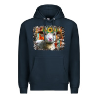 Navy sunflower sheep Premium Hoodie - RacoonDesign