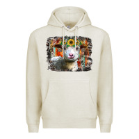Oatmeal Heather sunflower sheep Premium Hoodie - RacoonDesign