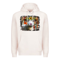 Pale Pink sunflower sheep Premium Hoodie - RacoonDesign