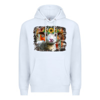 White sunflower sheep Premium Hoodie - RacoonDesign