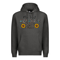 Charcoal Heather my first mother's day Premium Hoodie - CowhideDigitalArt