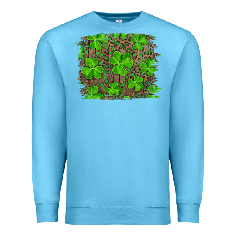 St Patricks Day Shamrock And Leopard Distressed Ba Premium Sweatshirt by RanaPortraitStore | Teevron