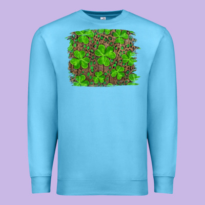 Premium Sweatshirt st patricks day shamrock and leopard distressed ba