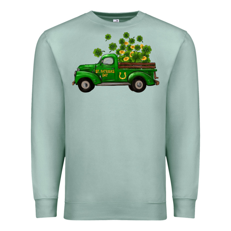 St Patricks Truck Shamrock Horseshoe Gold Premium Sweatshirt by RanaPortraitStore | Teevron