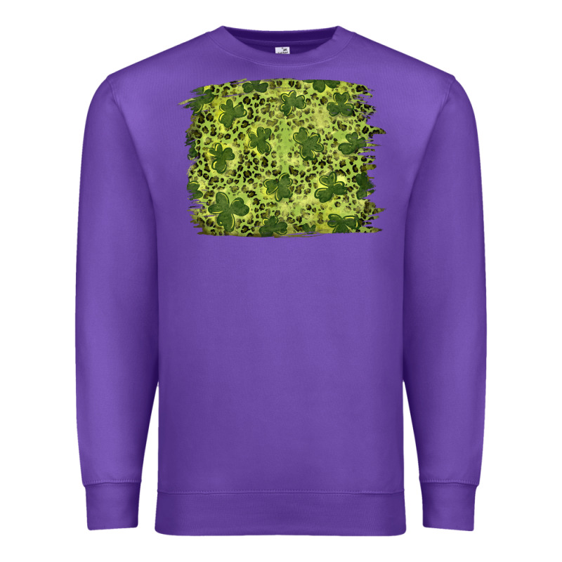 St Patricks Day Shamrock Leopard Background Premium Sweatshirt by RanaPortraitStore | Teevron