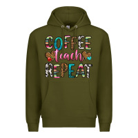Army Green coffee teach repeat Premium Hoodie - HRA Design Shop