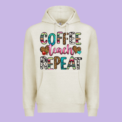 Coffee Teach Repeat Premium Hoodie Designed By Hra Design Shop