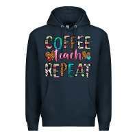 Navy coffee teach repeat Premium Hoodie - HRA Design Shop