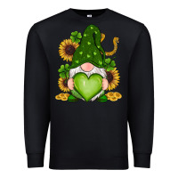 Black st patricks day shamrock sunflowers gnomes Premium Sweatshirt - RanaPortraitStore