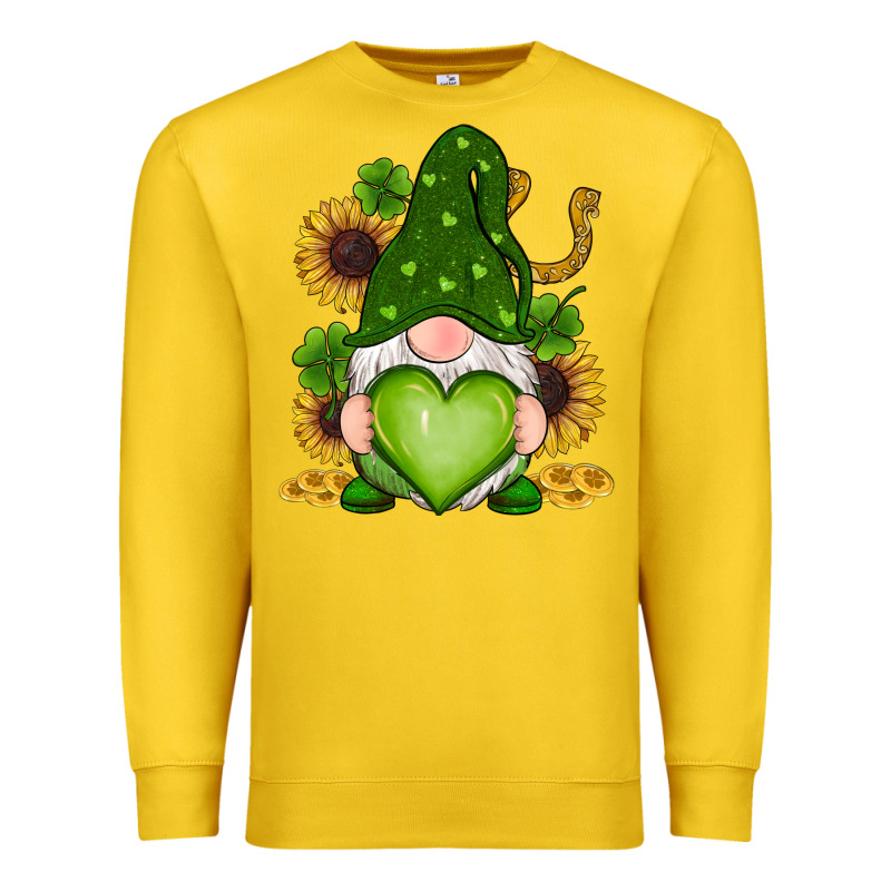 St Patricks Day Shamrock Sunflowers Gnomes Premium Sweatshirt by RanaPortraitStore | Teevron