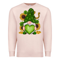 Pale Pink st patricks day shamrock sunflowers gnomes Premium Sweatshirt - RanaPortraitStore