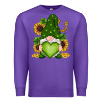 Purple st patricks day shamrock sunflowers gnomes Premium Sweatshirt - RanaPortraitStore