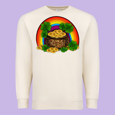 Premium Sweatshirt st patricks shamrock gold leopard rainbow
