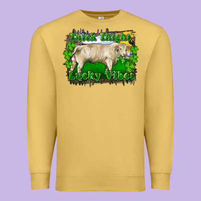Premium Sweatshirt thick thighs lucky vibes charolais bull