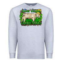 Heather Grey thick thighs lucky vibes charolais bull Premium Sweatshirt - RanaPortraitStore