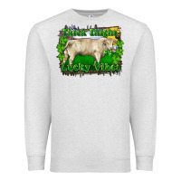 Oatmeal Heather thick thighs lucky vibes charolais bull Premium Sweatshirt - RanaPortraitStore