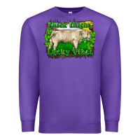Purple thick thighs lucky vibes charolais bull Premium Sweatshirt - RanaPortraitStore