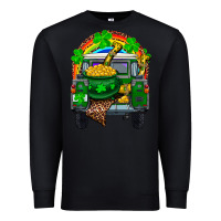 Black st patricks day truck with pot of gold horseshoe a Premium Sweatshirt - RanaPortraitStore