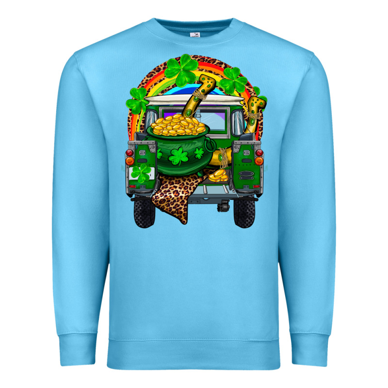 St Patricks Day Truck With Pot Of Gold Horseshoe A Premium Sweatshirt by RanaPortraitStore | Teevron