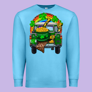 St Patricks Day Truck With Pot Of Gold Horseshoe A Premium Sweatshirt Designed By Ranaportraitstore