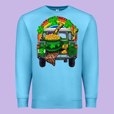 Premium Sweatshirt st patricks day truck with pot of gold horseshoe a
