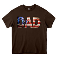 Chocolate Brown American Flag Dad 4th of July Heavy Core Tee - LillyAllenDesigns