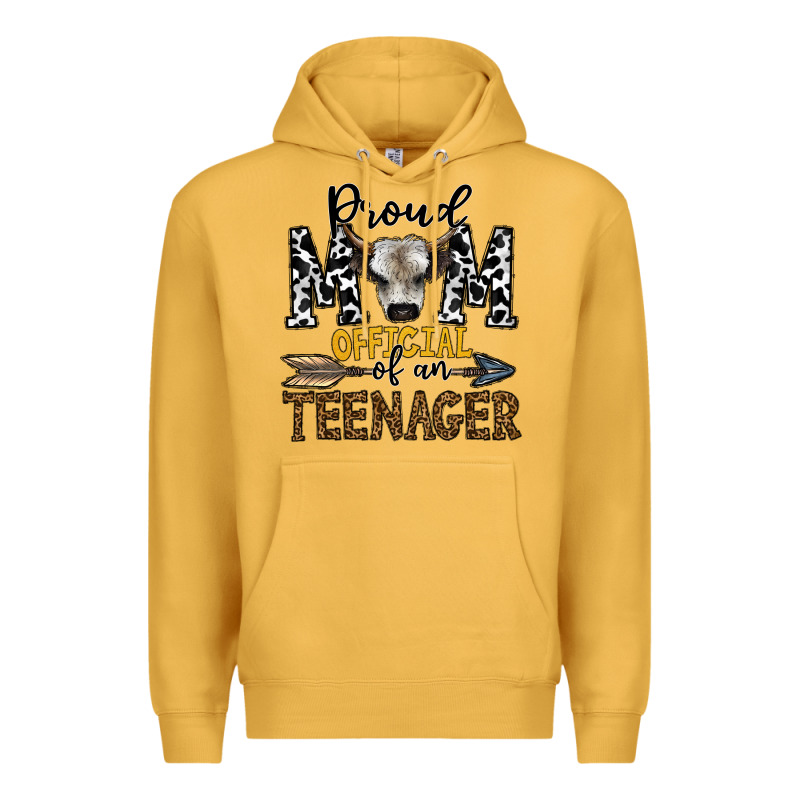 Proud Mom Official Of An Teenager Premium Hoodie by CowhideDigitalArt | Teevron