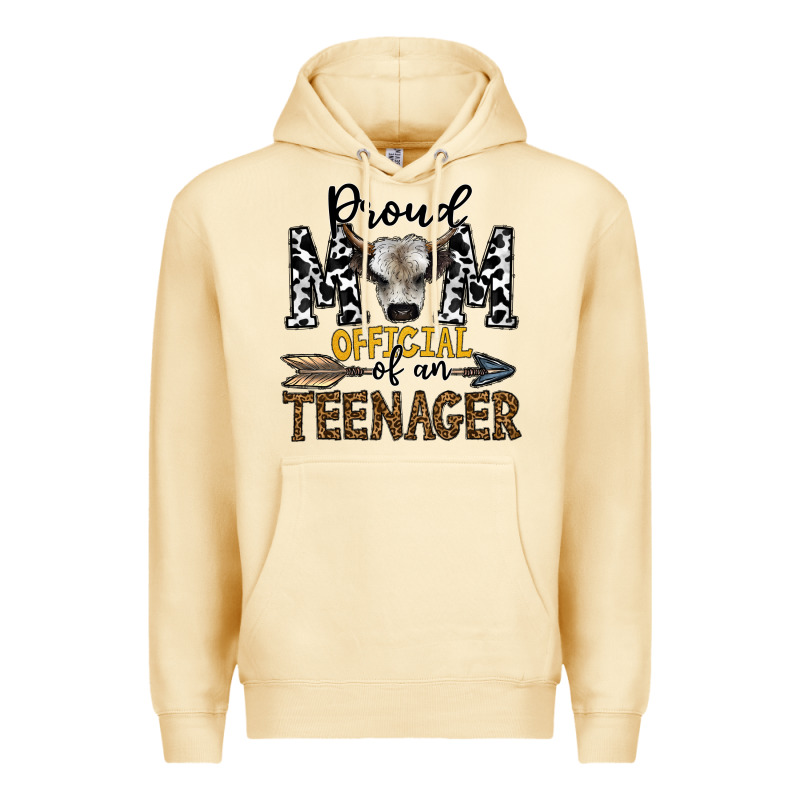 Proud Mom Official Of An Teenager Premium Hoodie by CowhideDigitalArt | Teevron