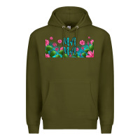 Army Green cactus and flowers mama libbey glass Premium Hoodie - HRA Design Shop