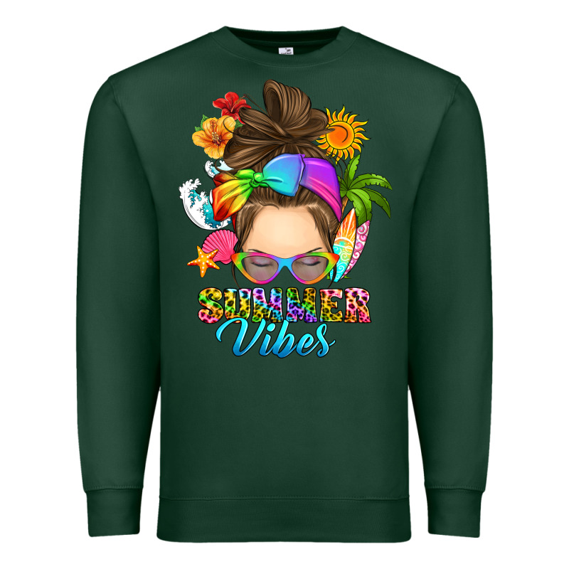 Messy Bun Summer Vibes Premium Sweatshirt by RanaPortraitStore | Teevron