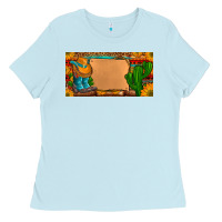 Baby Blue custom cowboy boots aztec sunflowers leopard license plate Ladies Tee - Artiststas