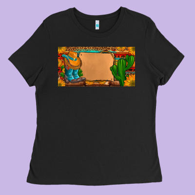 Custom Cowboy Boots Aztec Sunflowers Leopard License Plate Ladies Tee Designed By Artiststas