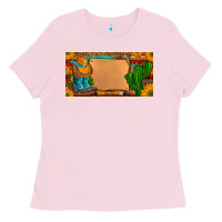 Bubblegum Pink custom cowboy boots aztec sunflowers leopard license plate Ladies Tee - Artiststas