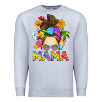 Heather Grey messy bun mama summer Premium Sweatshirt - RanaPortraitStore