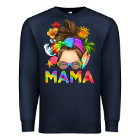 Navy messy bun mama summer Premium Sweatshirt - RanaPortraitStore