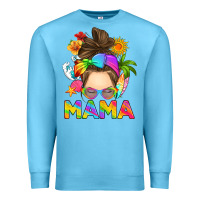Ocean Blue messy bun mama summer Premium Sweatshirt - RanaPortraitStore