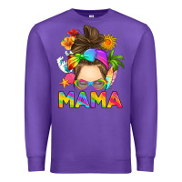 Purple messy bun mama summer Premium Sweatshirt - RanaPortraitStore