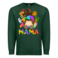 Sports Green messy bun mama summer Premium Sweatshirt - RanaPortraitStore