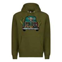 Army Green soldier truck Premium Hoodie - CowhideDigitalArt