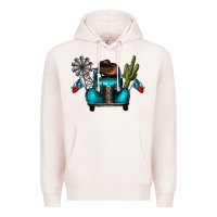 Pale Pink texas truck Premium Hoodie - CowhideDigitalArt