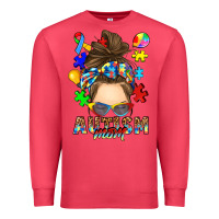 Cardinal messy bun autism mom Premium Sweatshirt - RanaPortraitStore