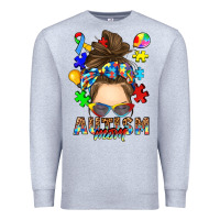 Heather Grey messy bun autism mom Premium Sweatshirt - RanaPortraitStore