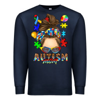 Navy messy bun autism mom Premium Sweatshirt - RanaPortraitStore