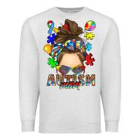 Oatmeal Heather messy bun autism mom Premium Sweatshirt - RanaPortraitStore