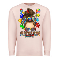 Pale Pink messy bun autism mom Premium Sweatshirt - RanaPortraitStore