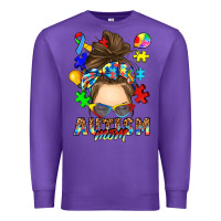 Purple messy bun autism mom Premium Sweatshirt - RanaPortraitStore