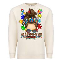 Sandshell messy bun autism mom Premium Sweatshirt - RanaPortraitStore