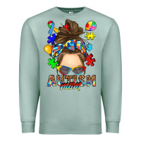 Seafoam messy bun autism mom Premium Sweatshirt - RanaPortraitStore