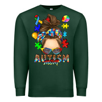 Sports Green messy bun autism mom Premium Sweatshirt - RanaPortraitStore